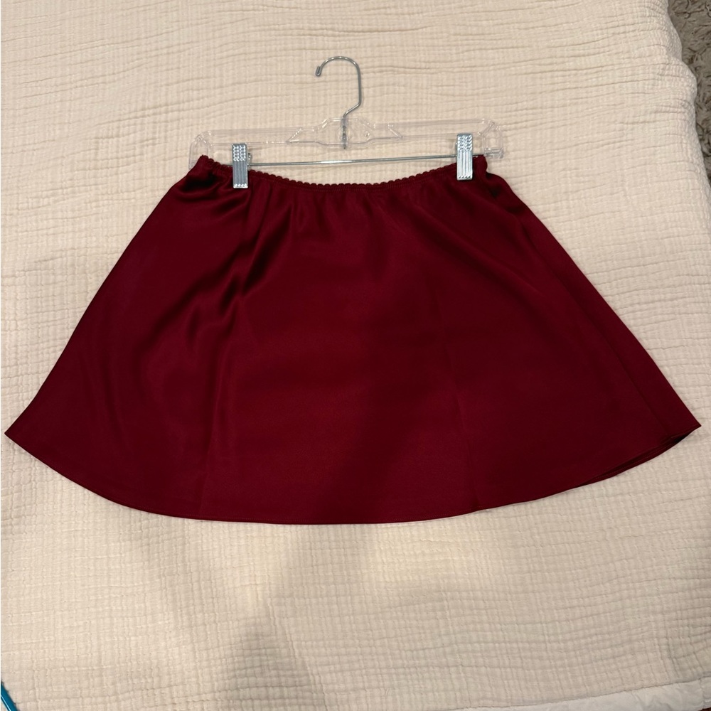Reformation Deep Red Skater Skirt